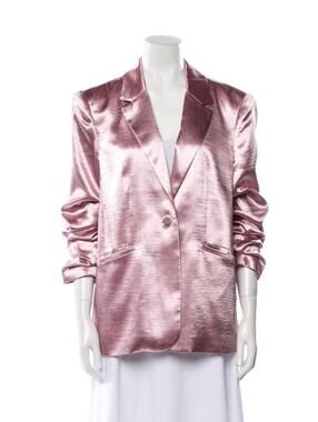 Excellent Cinq a Sept Pink Satin Kylie Blazer Jacket in Dusty Rose Pink sz 6